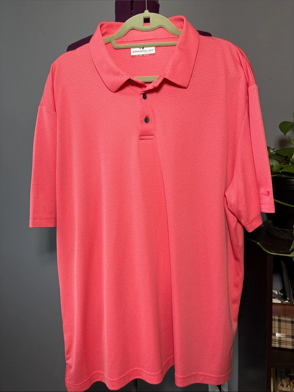 Grand Slam Men's Coral Peachy Pink Performance Polo - Picture 1 of 7